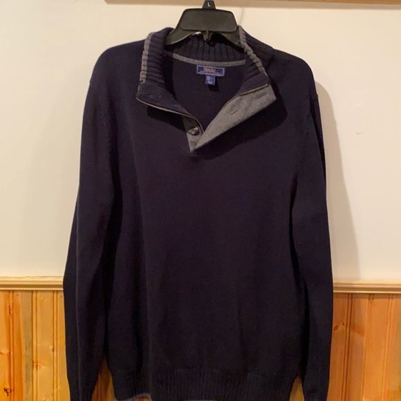 Men’s pullover sweater navy blue - Picture 1 of 3